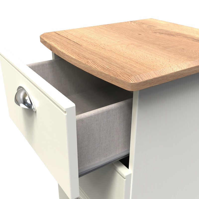 Westminster Ready Assembled 3 Drawer Bedside Cabinet in Cream Ash & Riviera Oak