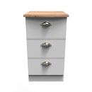 Westminster Ready Assembled 3 Drawer Bedside Cabinet in Grey Matt & Riviera Oak