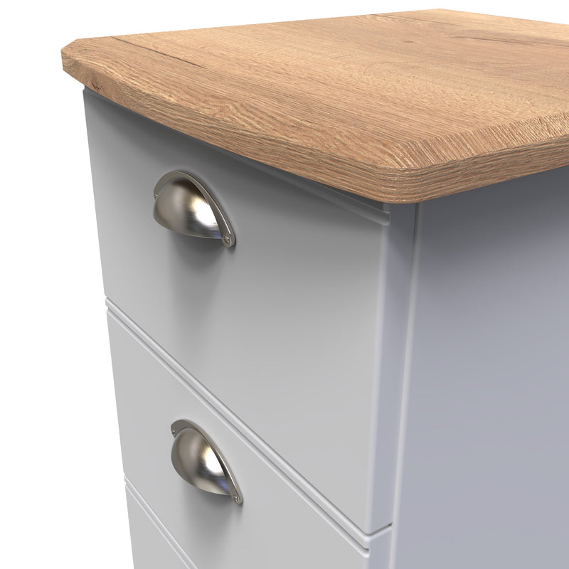 Westminster Ready Assembled 3 Drawer Bedside Cabinet in Grey Matt & Riviera Oak