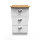 Westminster Ready Assembled 3 Drawer Bedside Cabinet in White Ash & Riviera Oak