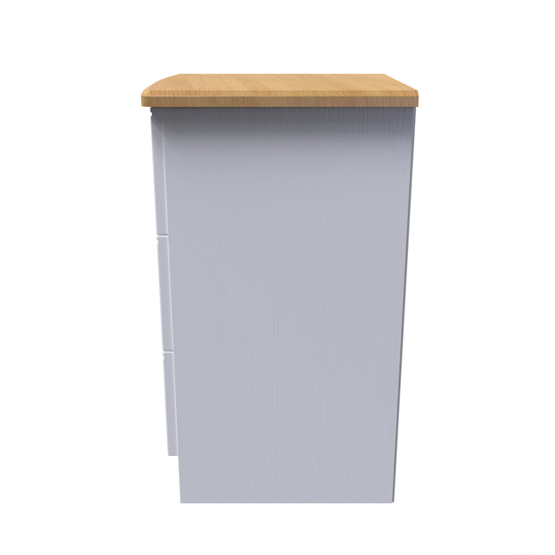 Westminster Ready Assembled 3 Drawer Bedside Cabinet in White Ash & Riviera Oak
