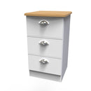 Westminster Ready Assembled 3 Drawer Bedside Cabinet in White Ash & Riviera Oak
