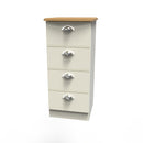 Westminster Ready Assembled 4 Drawer Tallboy in Cream Ash & Riviera Oak