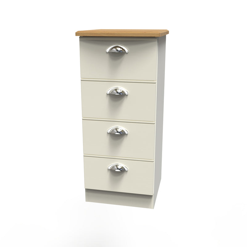 Westminster Ready Assembled 4 Drawer Tallboy in Cream Ash & Riviera Oak