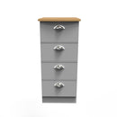 Westminster Ready Assembled 4 Drawer Tallboy in Grey Matt & Riviera Oak