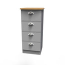 Westminster Ready Assembled 4 Drawer Tallboy in Grey Matt & Riviera Oak