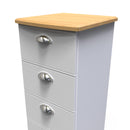 Westminster Ready Assembled 4 Drawer Tallboy in White Ash & Riviera Oak