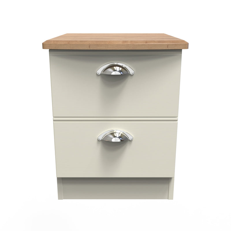 Westminster Ready Assembled 2 Drawer Bedside Cabinet in Cream Ash & Riviera Oak