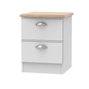 Westminster Ready Assembled 2 Drawer Bedside Cabinet in Grey Matt & Riviera Oak