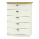 Westminster Ready Assembled 5 Drawer Chest in Cream Ash & Riviera Oak