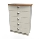Westminster Ready Assembled 5 Drawer Chest in Cream Ash & Riviera Oak