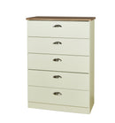 Westminster Ready Assembled 5 Drawer Chest in Cream Ash & Riviera Oak
