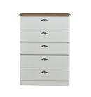 Westminster Ready Assembled 5 Drawer Chest in Grey Matt & Riviera Oak