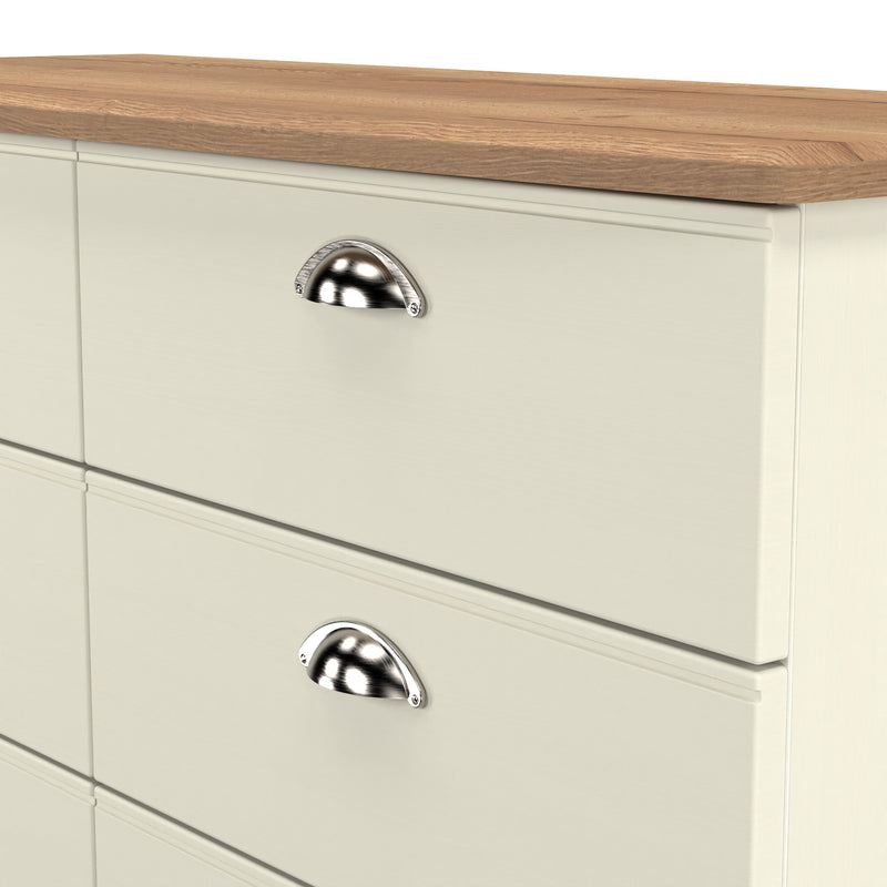 Westminster Ready Assembled 6 Drawer Wide Chest in Cream Ash & Riviera Oak