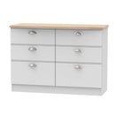 Westminster Ready Assembled 6 Drawer Wide Chest in Grey Matt & Riviera Oak