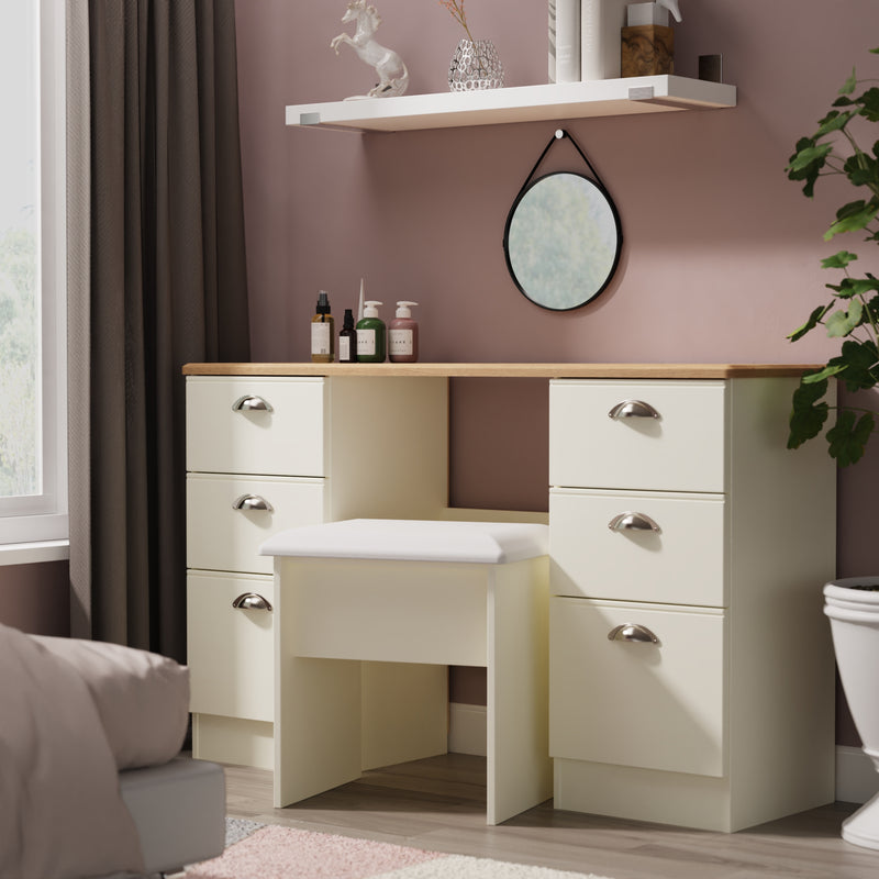 Westminster Ready Assembled Double Pedestal Desk in Cream Ash & Riviera Oak