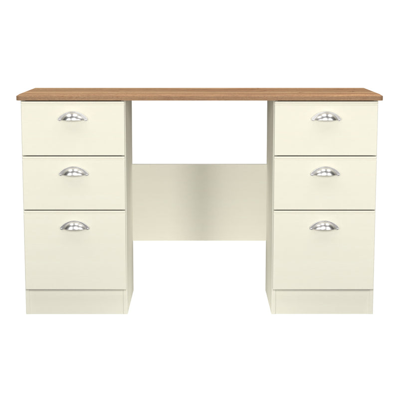 Westminster Ready Assembled Double Pedestal Desk in Cream Ash & Riviera Oak