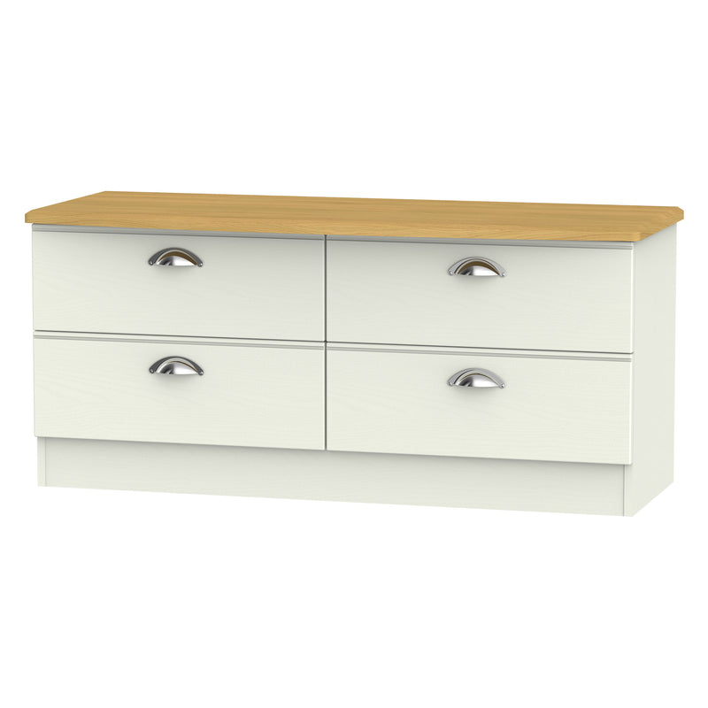 Westminster Ready Assembled 4 Drawer Bed Box in Cream Ash & Riviera Oak