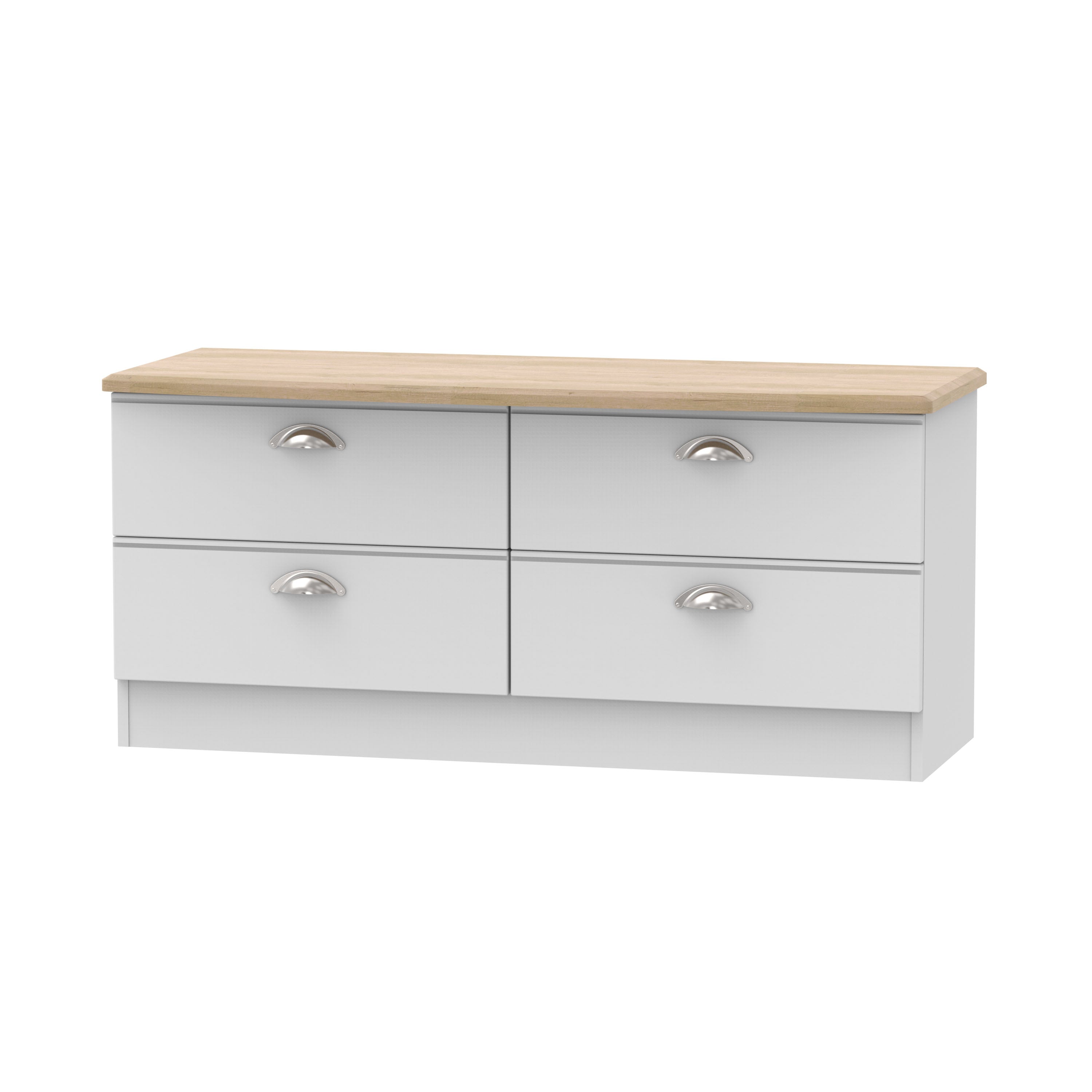 Westminster Ready Assembled 4 Drawer Bed Box in Grey Matt & Riviera Oa
