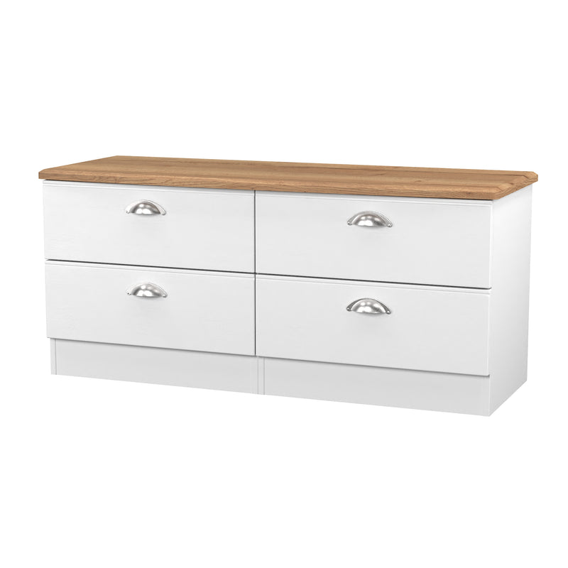 Westminster Ready Assembled 4 Drawer Bed Box in White Ash & Riviera Oak