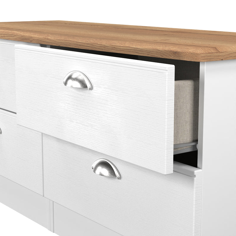 Westminster Ready Assembled 4 Drawer Bed Box in White Ash & Riviera Oak