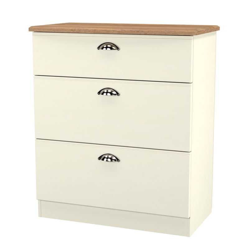 Westminster Ready Assembled 3 Drawer Deep Chest in Cream Ash & Riviera Oak