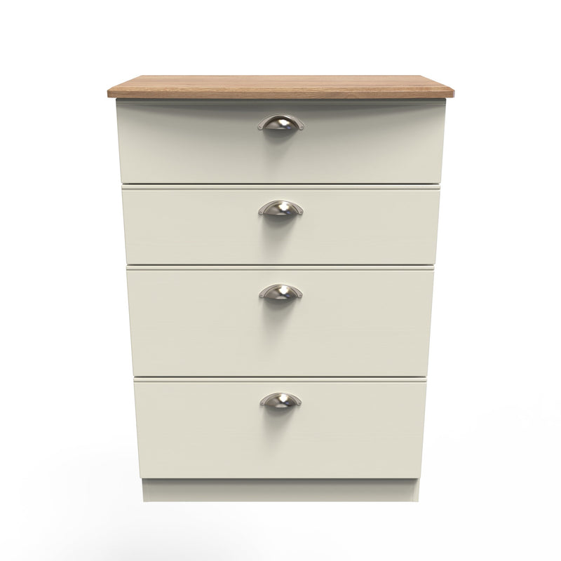 Westminster Ready Assembled 4 Drawer Deep Chest in Cream Ash & Riviera Oak