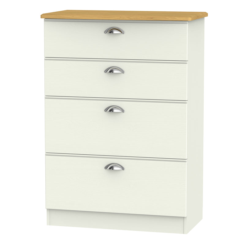 Westminster Ready Assembled 4 Drawer Deep Chest in Cream Ash & Riviera Oak