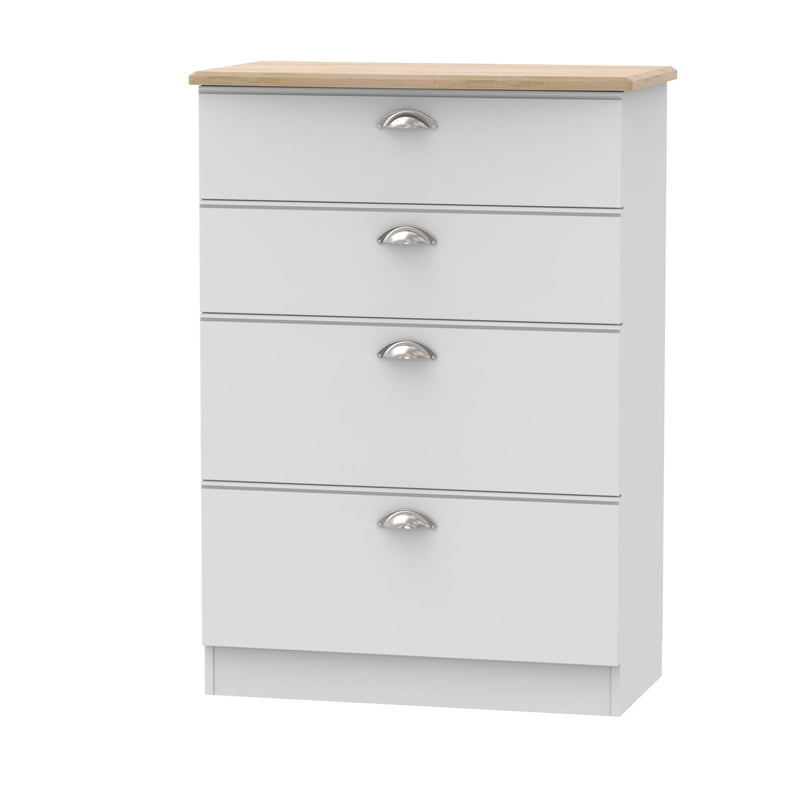 Westminster Ready Assembled 4 Drawer Deep Chest in Grey Matt & Riviera Oak