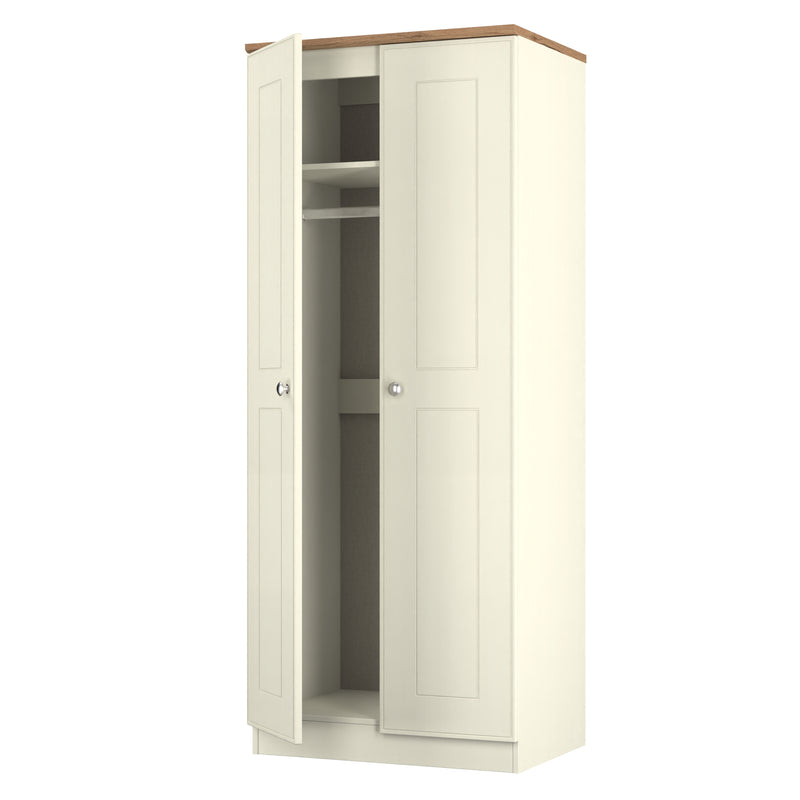 Westminster Ready Assembled 2 Door Wardrobe In Cream Ash & Riviera Oak