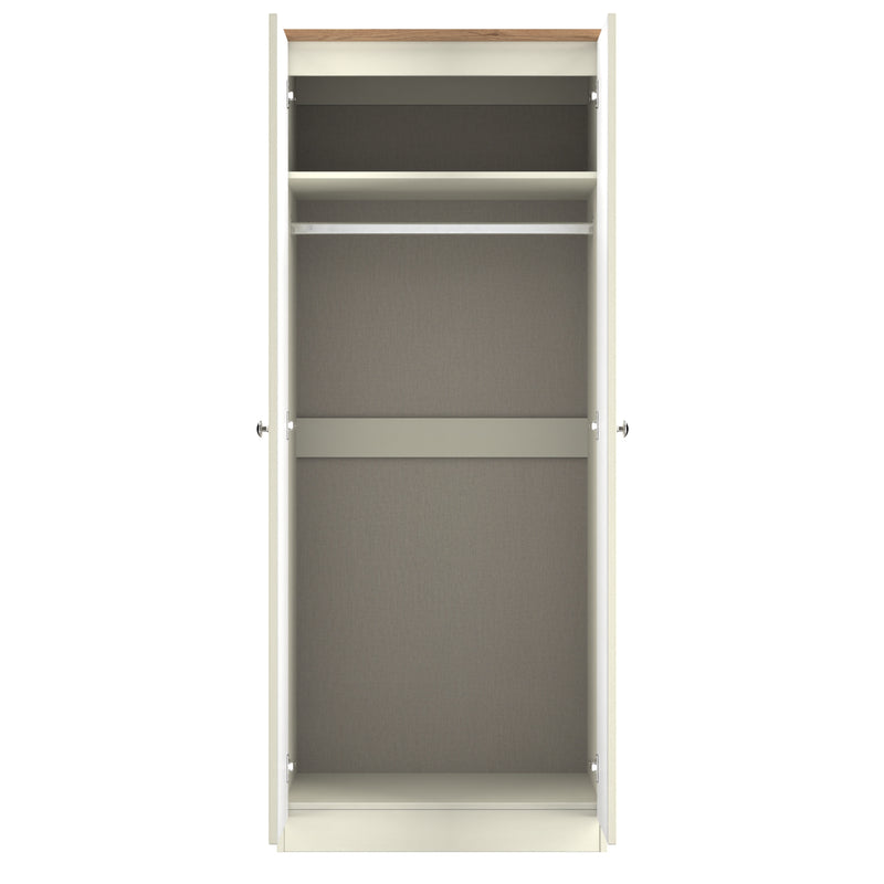 Westminster Ready Assembled 2 Door Wardrobe In Cream Ash & Riviera Oak