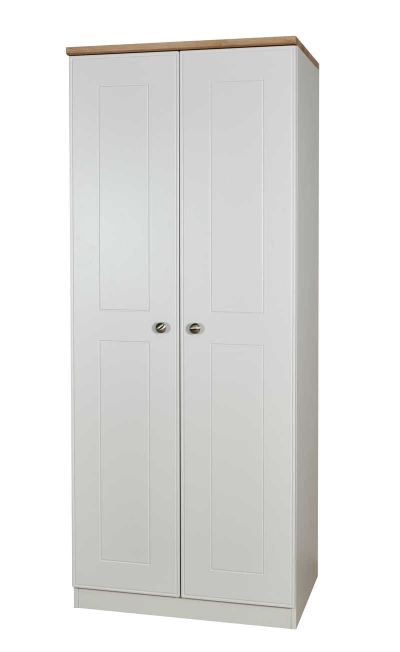 Westminster Ready Assembled 2 Door Wardrobe in Grey Matt & Riviera Oak