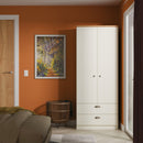 Westminster Ready Assembled 2 Door 2 Drawer Wardrobe in Cream Ash & Riviera Oak