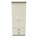 Westminster Ready Assembled 2 Door 2 Drawer Wardrobe in Cream Ash & Riviera Oak