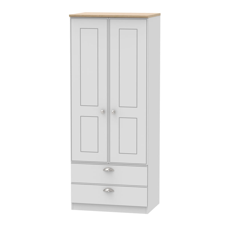 Westminster Ready Assembled 2 Door 2 Drawer Wardrobe in Grey Matt & Riviera Oak