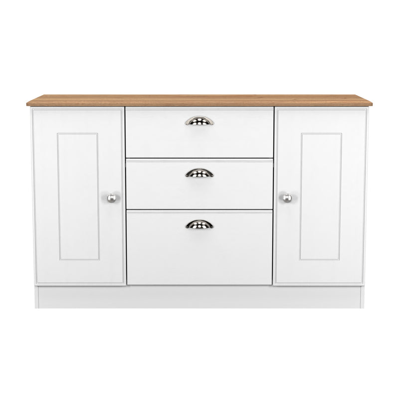 Westminster Ready Assembled 2 Door 3 Drawer Sideboard in White Ash & Riviera Oak