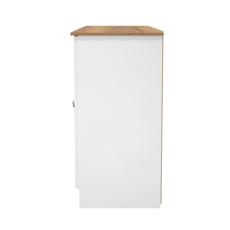 Westminster Ready Assembled 2 Door 3 Drawer Sideboard in White Ash & Riviera Oak