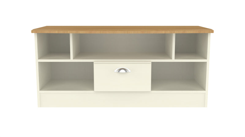 Westminster Ready Assembled 1 Drawer TV & Media Unit in Cream Ash & Riviera Oak