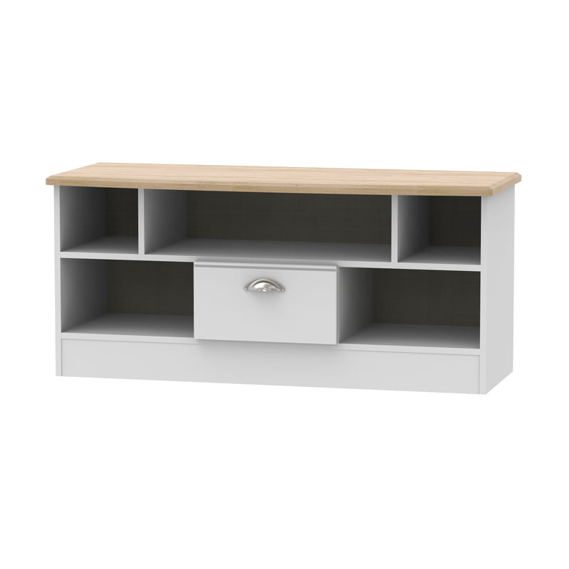 Westminster Ready Assembled 1 Drawer TV & Media Unit in Grey Matt & Riviera Oak