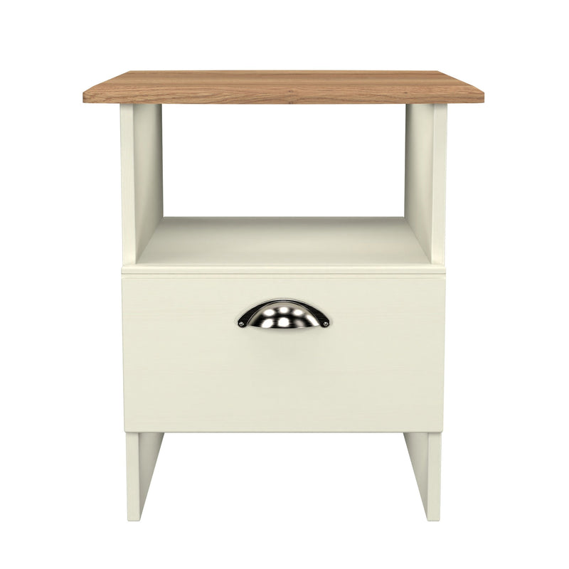 Westminster Ready Assembled Bottom Drawer Lamp Table in Cream Ash & Riviera Oak