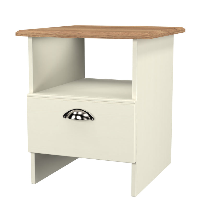 Westminster Ready Assembled Bottom Drawer Lamp Table in Cream Ash & Riviera Oak