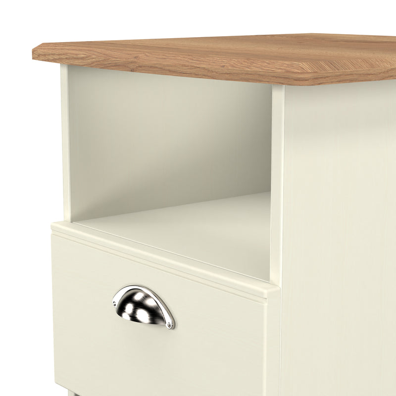 Westminster Ready Assembled Bottom Drawer Lamp Table in Cream Ash & Riviera Oak
