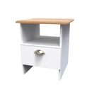 Westminster Ready Assembled Bottom Drawer Lamp Table in White Ash & Riviera Oak