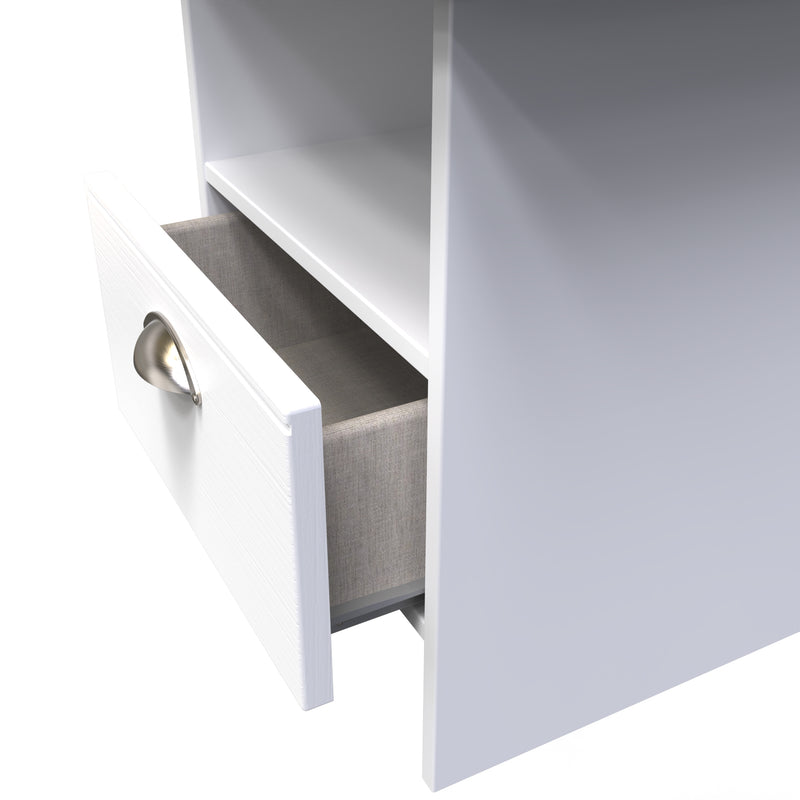 Westminster Ready Assembled Bottom Drawer Lamp Table in White Ash & Riviera Oak