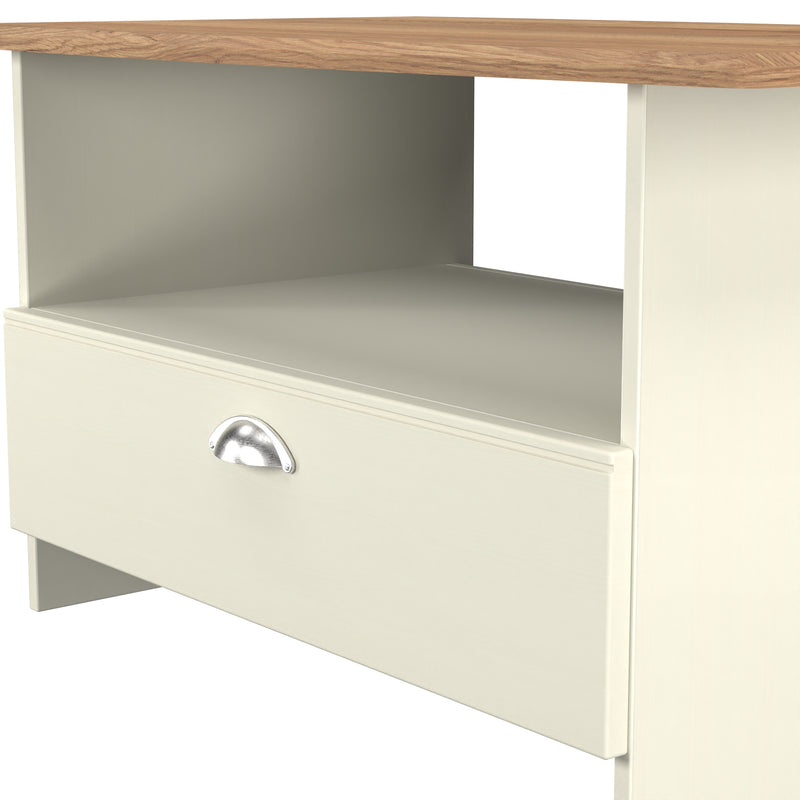 Westminster Ready Assembled Bottom Drawer Coffee Table in Cream Ash & Riviera Oak