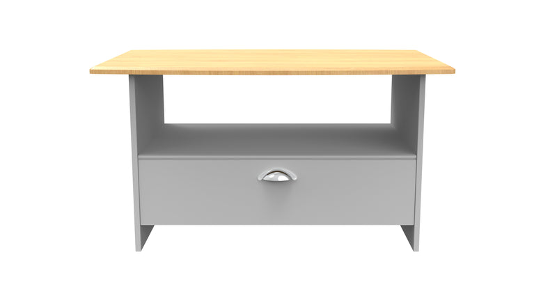 Westminster Ready Assembled Bottom Drawer Coffee Table In Grey Matt & Riviera Oak