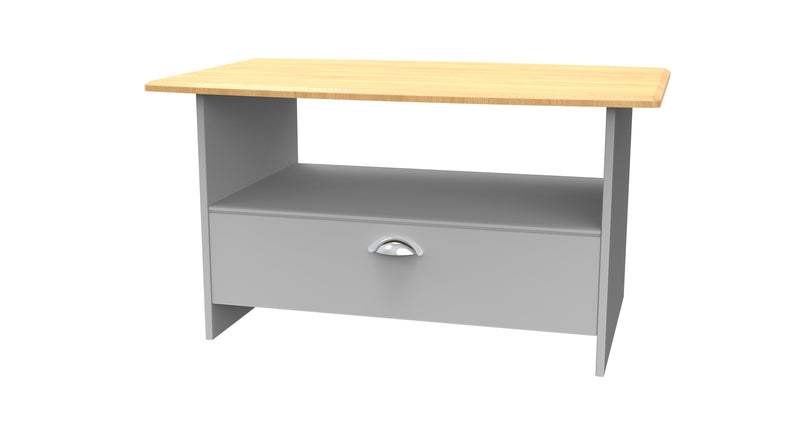 Westminster Ready Assembled Bottom Drawer Coffee Table In Grey Matt & Riviera Oak