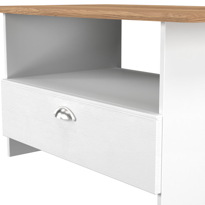 Westminster Ready Assembled Bottom Drawer Coffee Table in White Ash & Riviera Oak