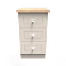 Lynton Ready Assembled 3 Drawer Bedside Cabinet in Kashmir Ash & Bardolino Oak