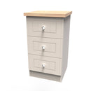 Lynton Ready Assembled 3 Drawer Bedside Cabinet in Kashmir Ash & Bardolino Oak
